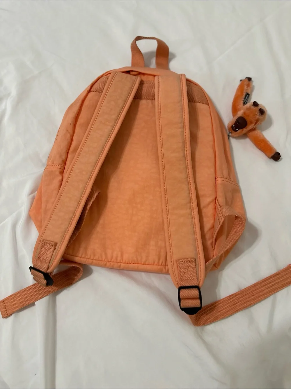 Kipling Orange Backpack Monkey Keychain Lightweight Nylon